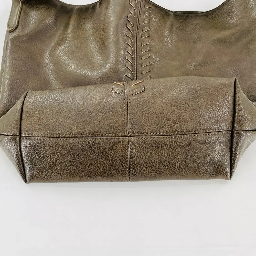 CARLOS by CARLOS SANTANA Green Brown Hobo Tassel Bag Purse Tote